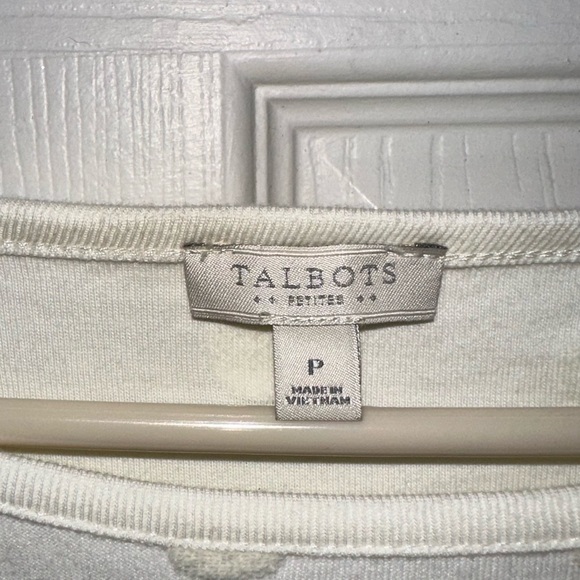 3 for $30 Talbots white cream ivory 3/4 sleeve pattern shirt size s/m petite - Picture 3 of 3